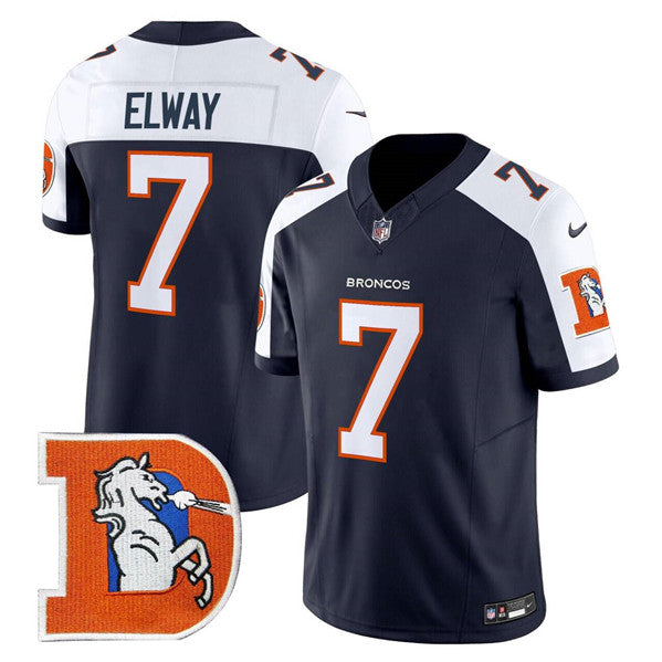 Denver Broncos #7 John Elway Navy 2024 FUSE V2 Throwback Vapor Limited Stitched Football Jersey