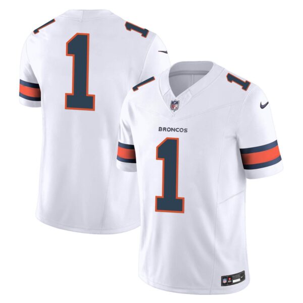 Men’s Denver Broncos Vapor Limited Jersey – All Stitched – White – #1 Team