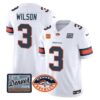 Men’s Denver Broncos Logo Patch Limited Jersey – All Stitched – White – Russell Wilson