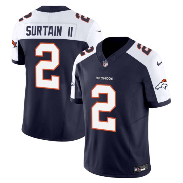 Men’s Denver Broncos Vapor Limited Jersey – All Stitched – Navy Alternate – Patrick Surtain II