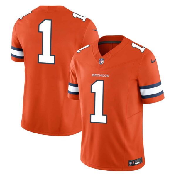 Men’s Denver Broncos Vapor Limited Jersey – All Stitched – Orange – #1 Team