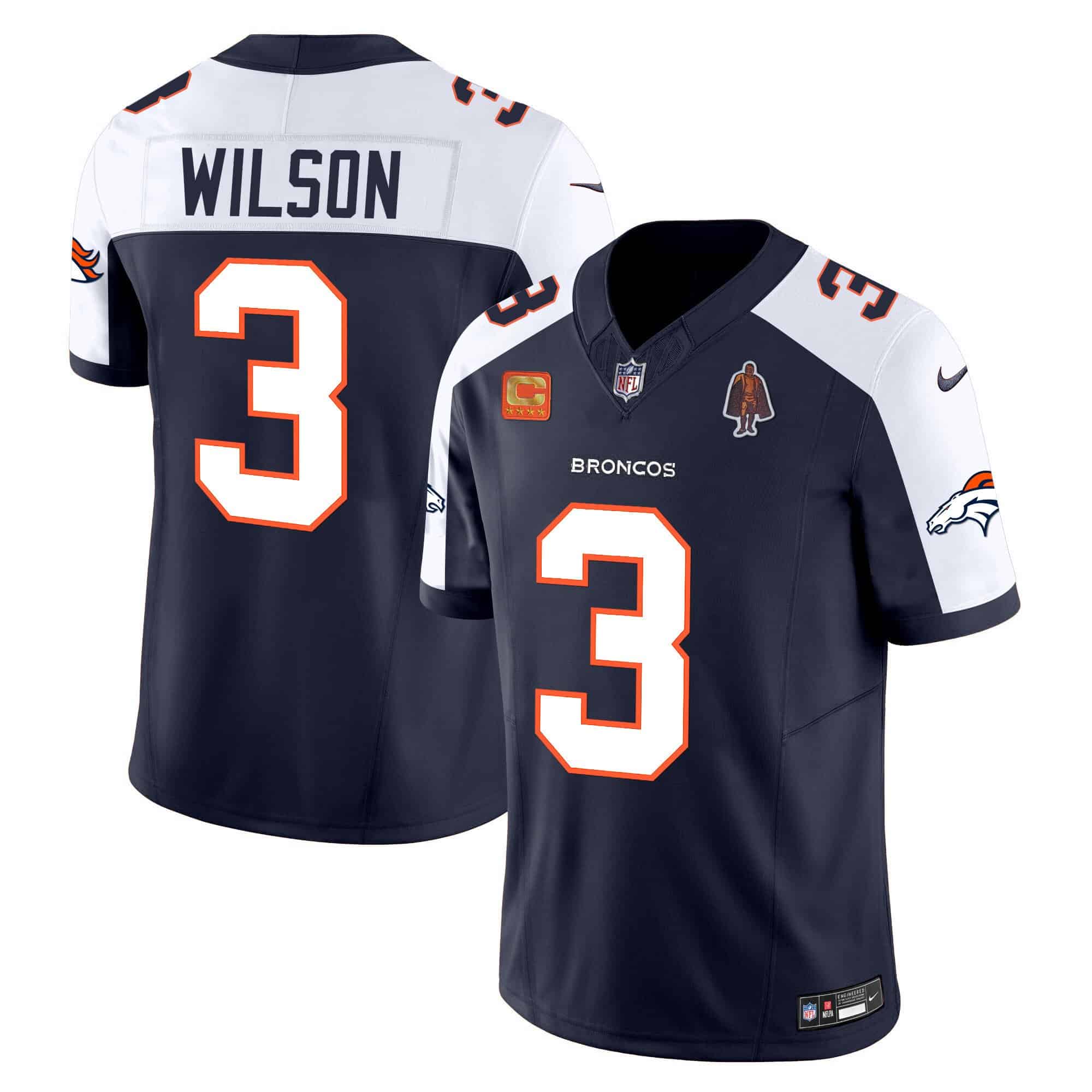Men’s Denver Broncos Vapor Limited Jersey – All Stitched – Navy Alternate – Russell Wilson