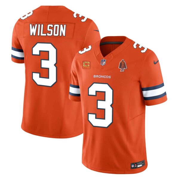 Men’s Denver Broncos Vapor Limited Jersey – All Stitched – Orange – Russell Wilson