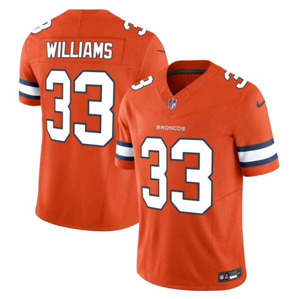 Men’s Denver Broncos Vapor Limited Jersey – All Stitched – Orange – Javonte Williams