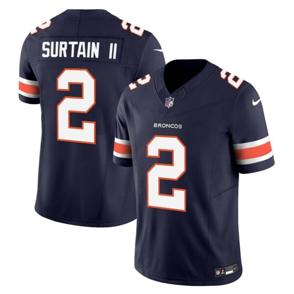 Men’s Denver Broncos Vapor Limited Jersey – All Stitched – Navy – Patrick Surtain II