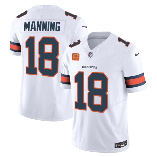 Men’s Denver Broncos Vapor Limited Jersey – All Stitched – White – Peyton Manning