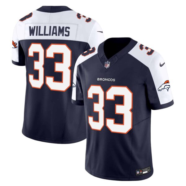 Men’s Denver Broncos Vapor Limited Jersey – All Stitched – Navy Alternate – Javonte Williams