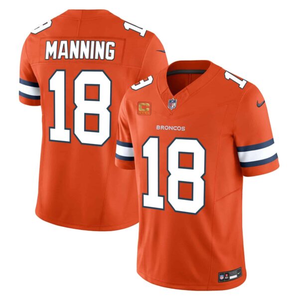 Men’s Denver Broncos Vapor Limited Jersey – All Stitched – Orange – Peyton Manning