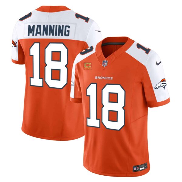 Men’s Denver Broncos Vapor Limited Jersey – All Stitched – Orange Alternate – Peyton Manning