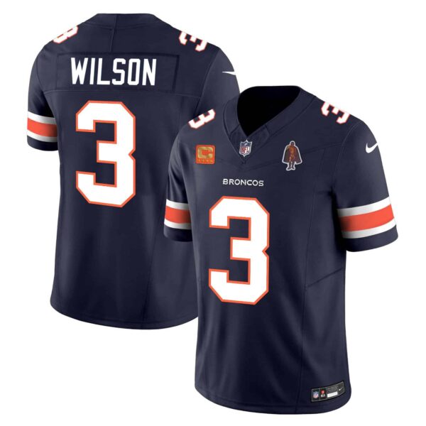 Men’s Denver Broncos Vapor Limited Jersey – All Stitched – Navy – Russell Wilson