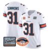 Men’s Denver Broncos Logo Patch Limited Jersey – All Stitched – White – Justin Simmons