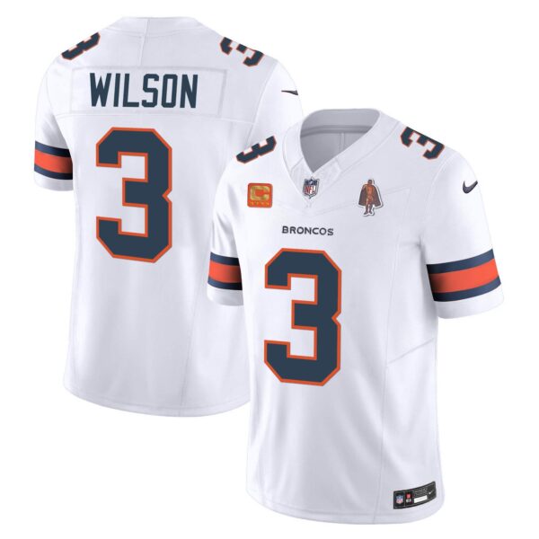 Men’s Denver Broncos Vapor Limited Jersey – All Stitched – White – Russell Wilson