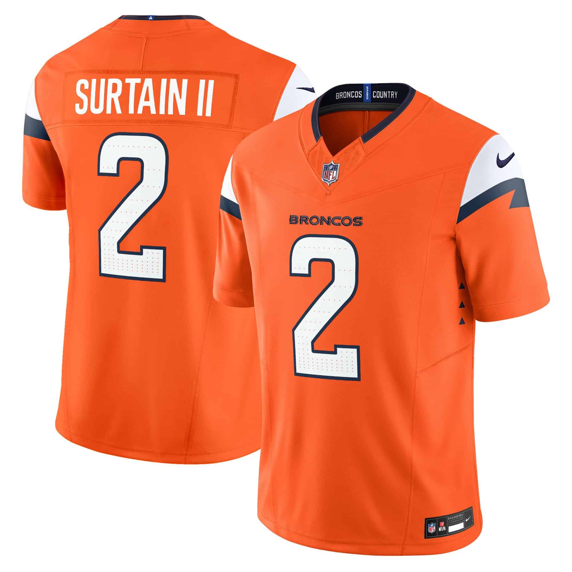 Men’s Denver Broncos 2024 Vapor Limited Jersey – All Stitched – Orange – Patrick Surtain II