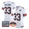 Men’s Denver Broncos Logo Patch Limited Jersey – All Stitched – White – Javonte Williams