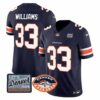 Men’s Denver Broncos Logo Patch Limited Jersey – All Stitched – Navy – Javonte Williams