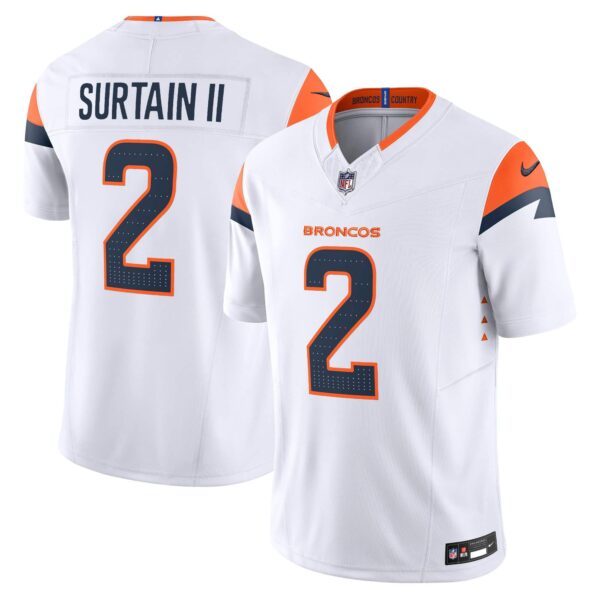 Men’s Denver Broncos 2024 Vapor Limited Jersey – All Stitched – White – Patrick Surtain II