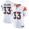 Men’s Denver Broncos 2024 Vapor Limited Jersey – All Stitched – White – Javonte Williams