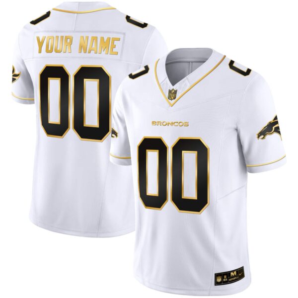 Denver Broncos Gold Vapor Limited Custom Jersey – All Stitched – Men – White Gold