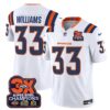 Denver Broncos 3-Time Champions Patch Vapor Limited Jersey V2 – All Stitched – White – Javonte Williams Jersey