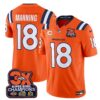Denver Broncos 3-Time Champions Patch Vapor Limited Jersey V2 – All Stitched – Orange – Peyton Manning Jersey