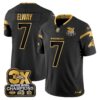 Denver Broncos 3-Time Champions Patch Gold Vapor Limited Jersey – All Stitched – Black Gold – John Elway Jersey