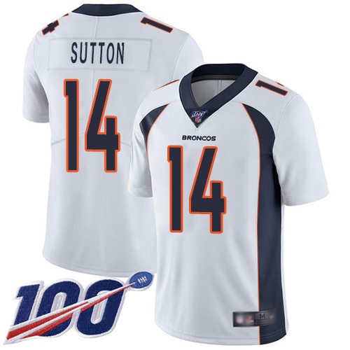 Nike Broncos #14 Courtland Sutton White Men’s Stitched NFL 100th Season Vapor Limited Jersey