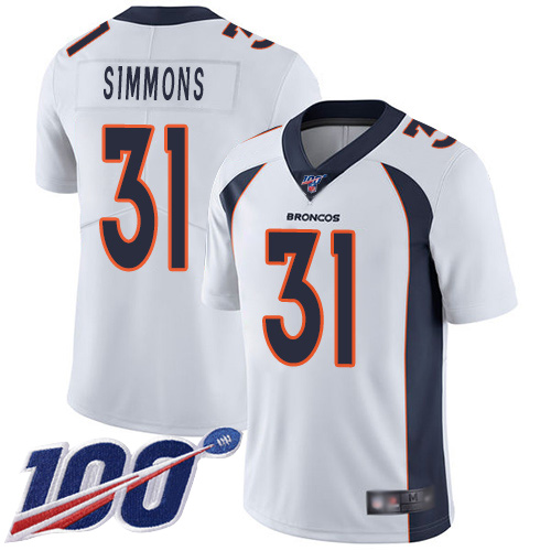 Nike Broncos #31 Justin Simmons White Men’s Stitched NFL 100th Season Vapor Limited Jersey