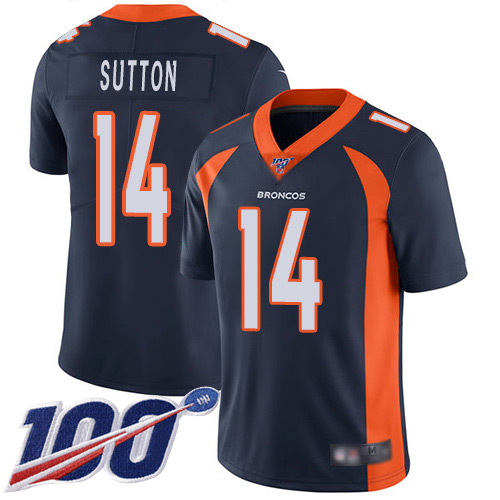 Nike Broncos #14 Courtland Sutton Navy Blue Alternate Men’s Stitched NFL 100th Season Vapor Limited Jersey