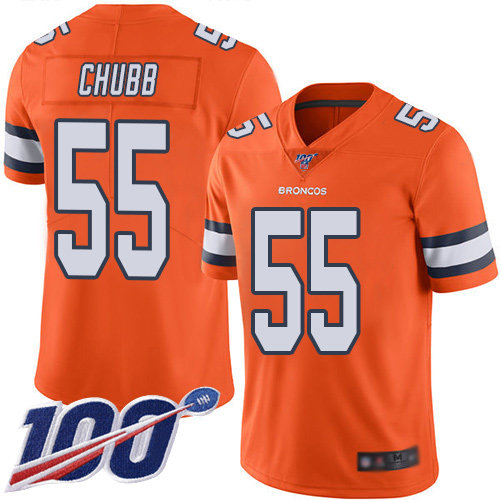 Nike Broncos #55 Bradley Chubb Orange Men’s Stitched NFL Limited Rush 100th Season Jersey