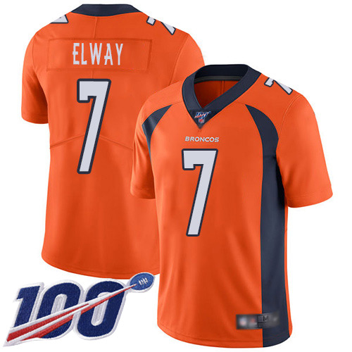 Nike Broncos #7 John Elway Orange Men’s Stitched NFL 100th Season Vapor Limited Jersey