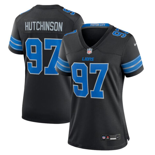 Detroit Lions #97 Aidan Hutchinson Alternate Game Jersey – Black