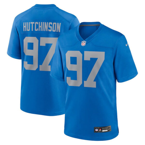 Detroit Lions #97 Aidan Hutchinson Alternate Game Jersey – Blue
