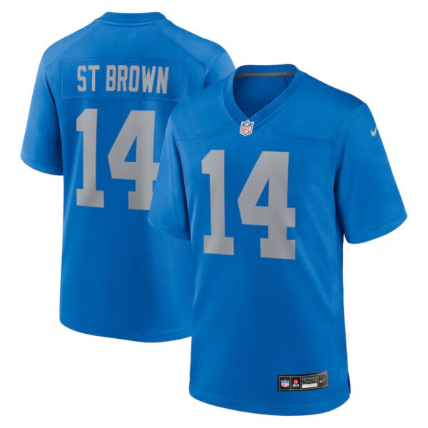 Detroit Lions #14 Amon-Ra St Brown Alternate Game Jersey – Blue