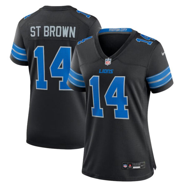 Detroit Lions #14 Amon-Ra St Brown 2Nd Alternate Game Jersey – Black