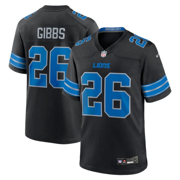 Detroit Lions #26 Jahmyr Gibbs 2Nd Alternate Game Jersey – Black