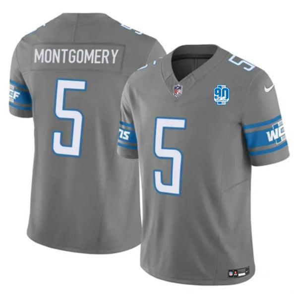 Detroit Lions #5 David Montgomery Gray 2023 FUSE 90Th Jersey