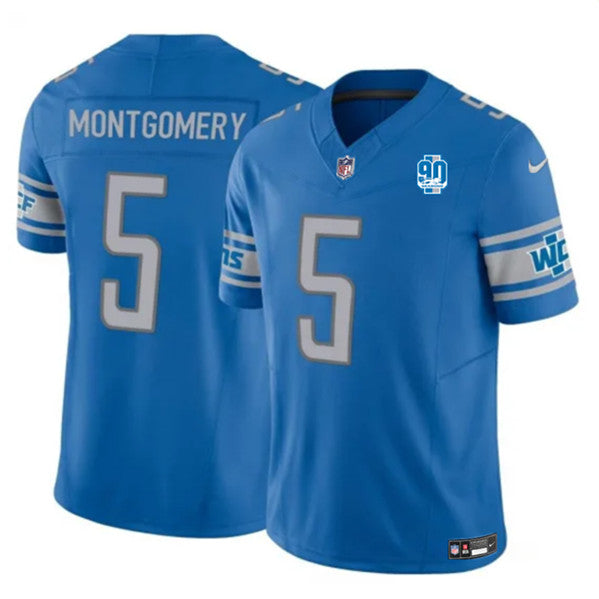 Detroit Lions #5 David Montgomery Blue 2023 FUSE 90Th Jersey