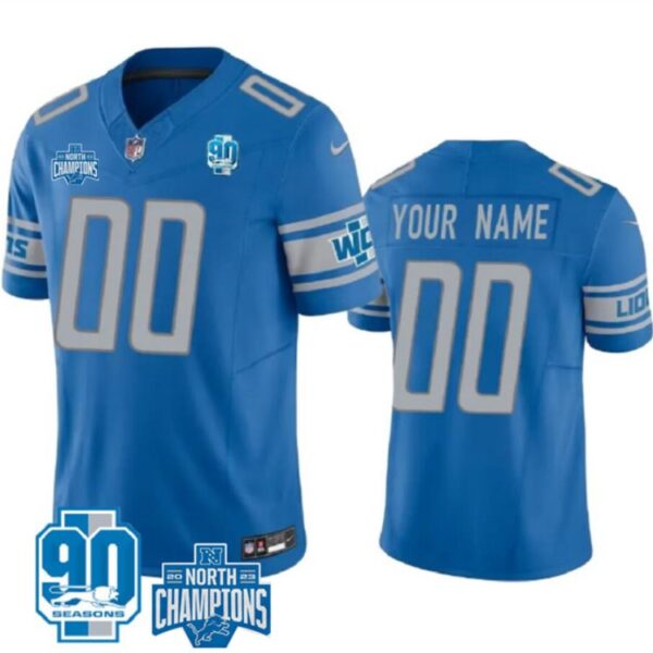 Detroit Lions Active Player Custom Blue 2023 Fuse 90Th Anniversary Nfc North Division Jersey