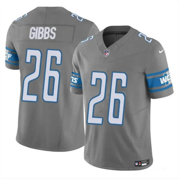 Detroit Lions #26 Jahmyr Gibbs Grey 2023 FUSE Vapor Untouchable Limited Stitched Jersey