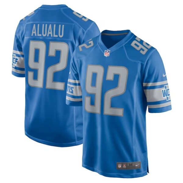 Detroit Lions #92 Tyson Alualu Game Jersey – Blue