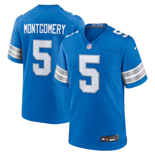 Detroit Lions #5 David Montgomery Game Jersey – Blue