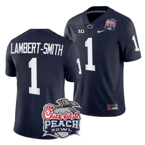 Penn State Nittany Lions #1 Keandre Lambert-Smith 2024 Peach Bowl Navy Jersey 4