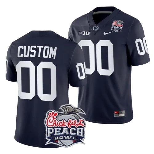 Penn State Nittany Lions Custom 2024 Peach Bowl Navy Jersey 8