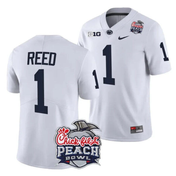 Penn State Nittany Lions #1 Jaylen Reed 2024 Peach Bowl White College Football Playoff Jersey