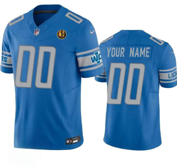 Detroit Lions Active Player Custom Blue 2023 FUSE With John Madden Patch Vapor Limited Stitched Football Jersey