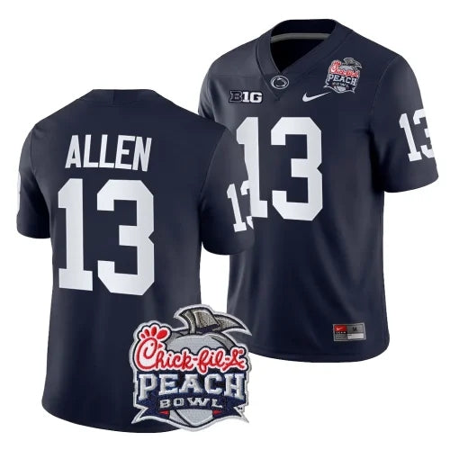 Penn State Nittany Lions #13 Kaytron Allen 2024 Peach Bowl Navy Jersey 3