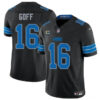 Detroit Lions #16 Jared Goff Black 2024 FUSE With 4 Star C Patch 2Nd Alternate Vapor Jersey