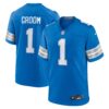 Number 1 Groom Detroit Lions Nike Game Jersey Blue