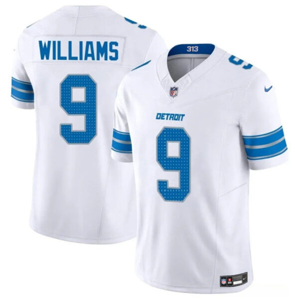 Detroit Lions #9 Jameson Williams White 2024 FUSE Vapor Limited Stitched Jersey