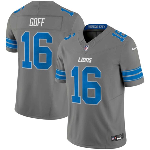 Men’s Detroit Lions 2024 Vapor Limited Jersey – All Stitched – Gray – Jared Goff